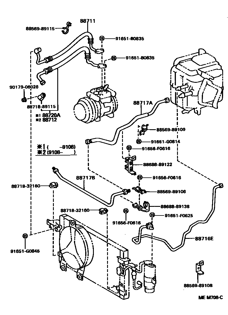Toyota HILUX Heating & Air Conditioning - Cooler Piping EPC diagram — MEM708C