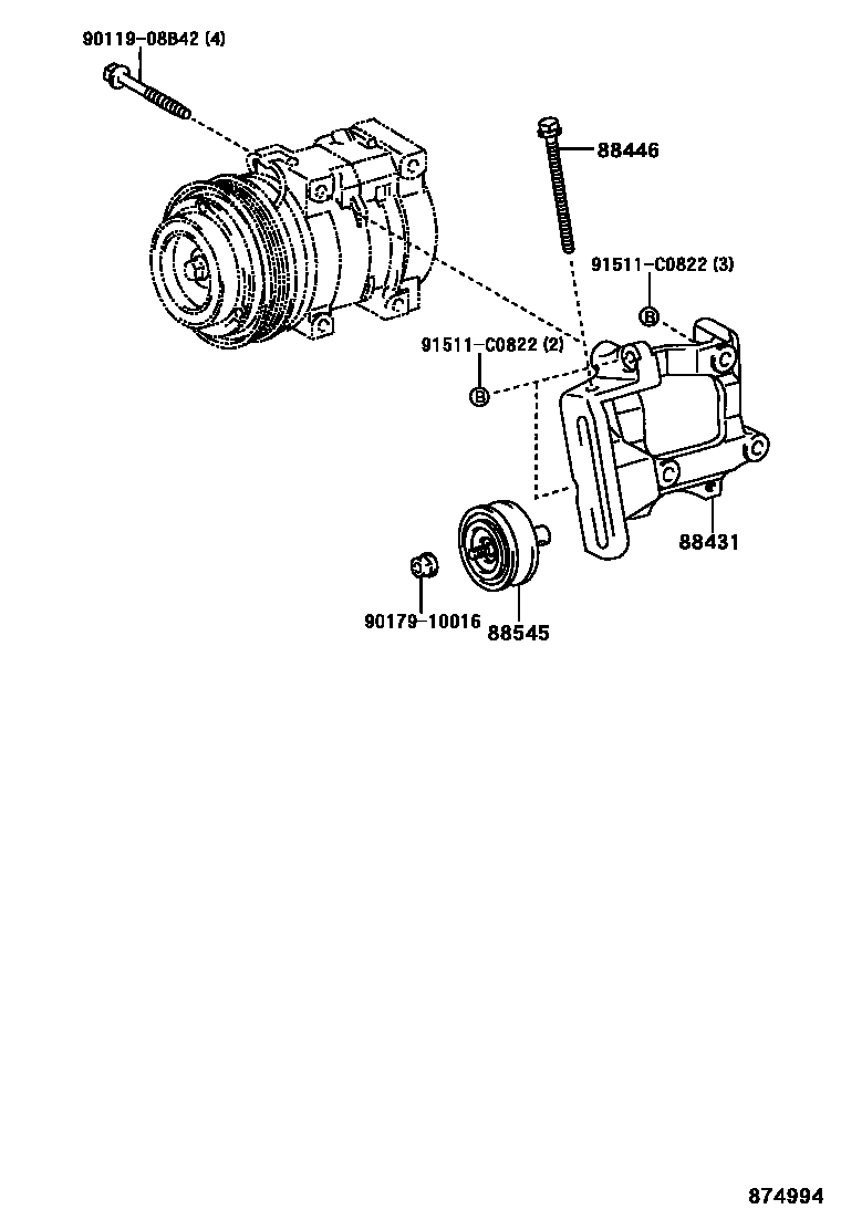 Toyota HILUX Heating & Air Conditioning - Compressor EPC diagram — 874994