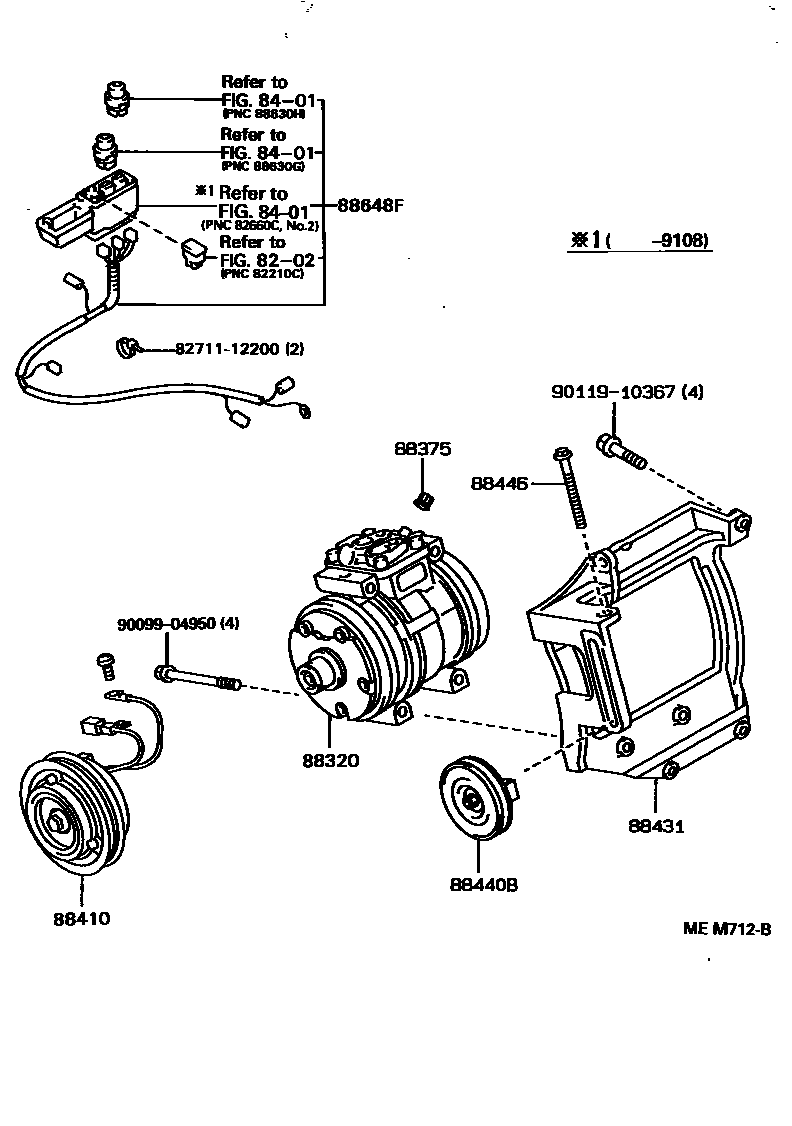 Toyota HILUX Heating & Air Conditioning - Compressor EPC diagram — MEM712B