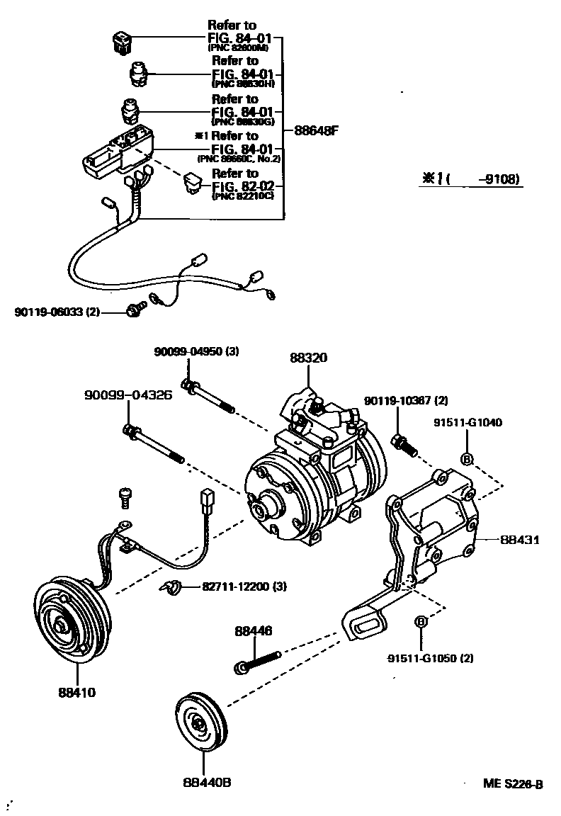 Toyota HILUX Heating & Air Conditioning - Compressor EPC diagram — MES226B