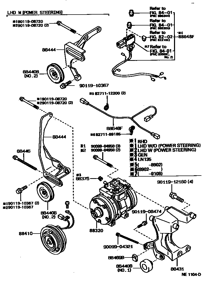 Toyota HILUX Heating & Air Conditioning - Compressor EPC diagram — NE1104D