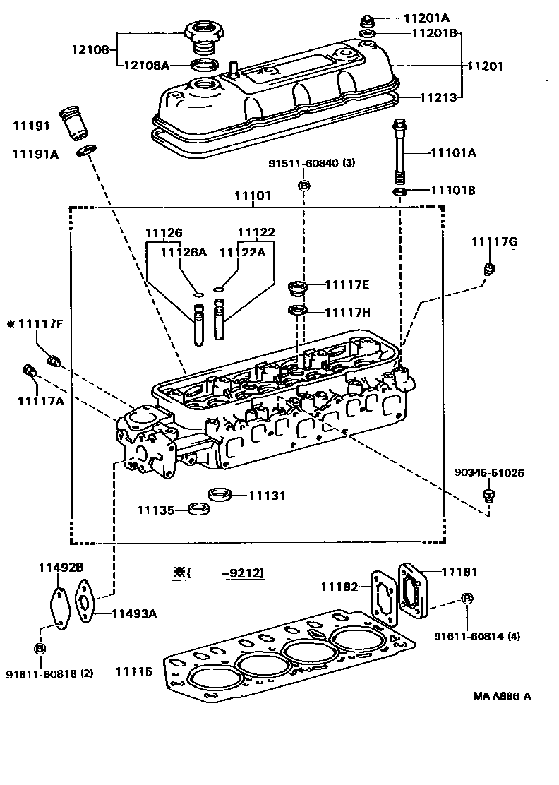 Toyota HILUX Cylinder Head EPC diagram — MAA896A