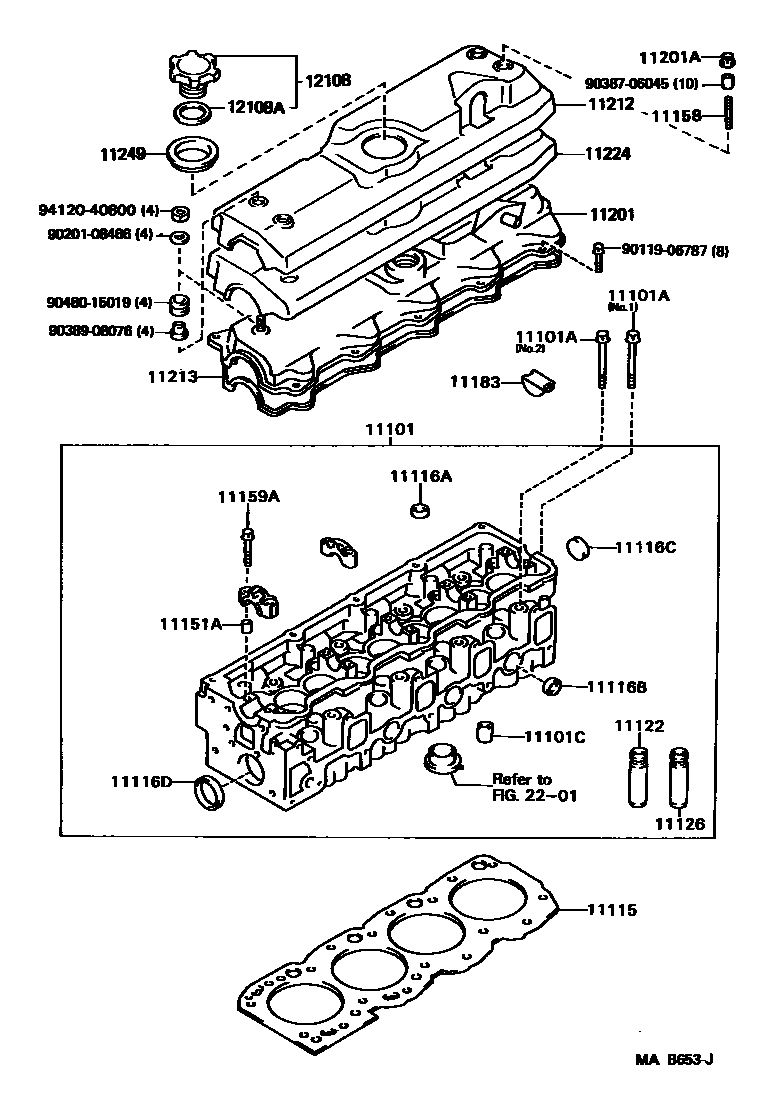 Toyota HILUX Cylinder Head EPC diagram — MAB653J