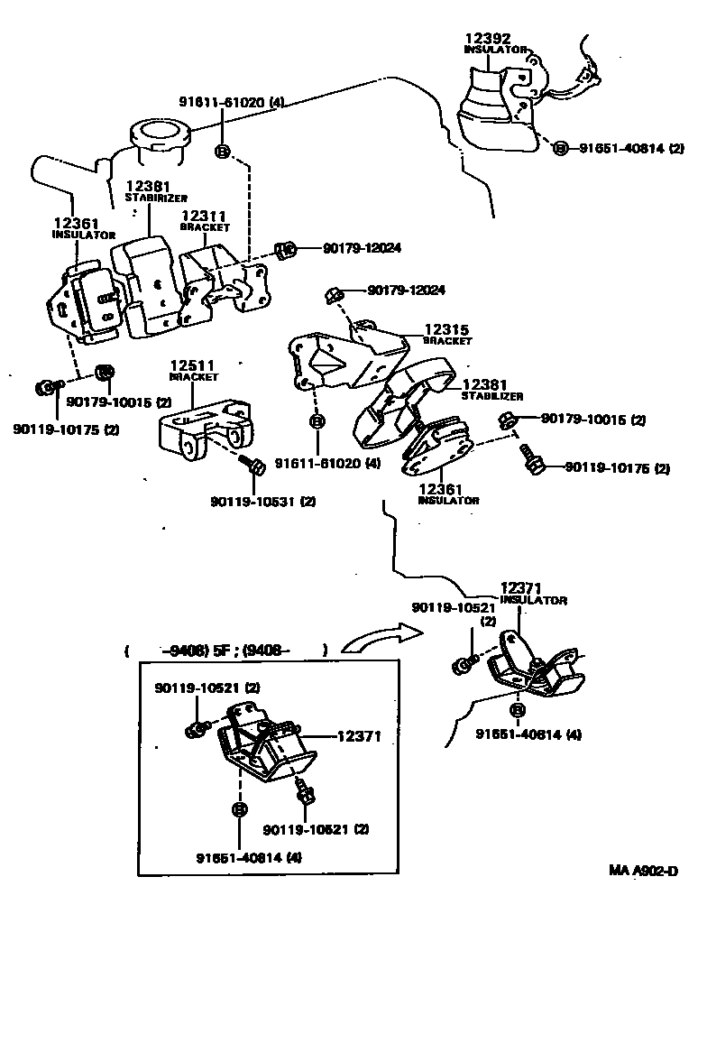 Toyota HILUX Engine Mounting EPC diagram — MAA902D