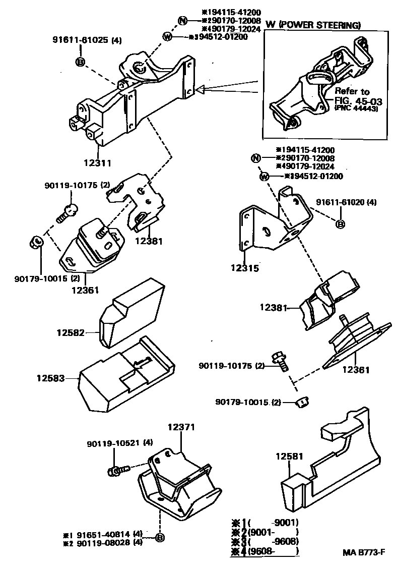 Toyota HILUX Engine Mounting EPC diagram — MAB773F
