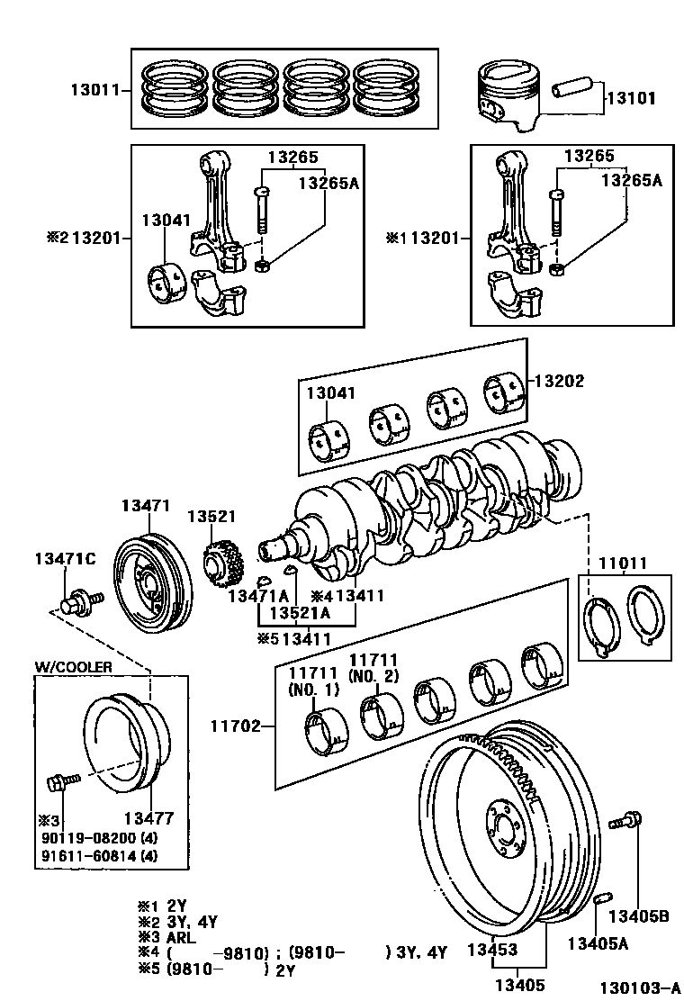 Toyota HILUX Crankshaft & Piston EPC diagram — 130103A