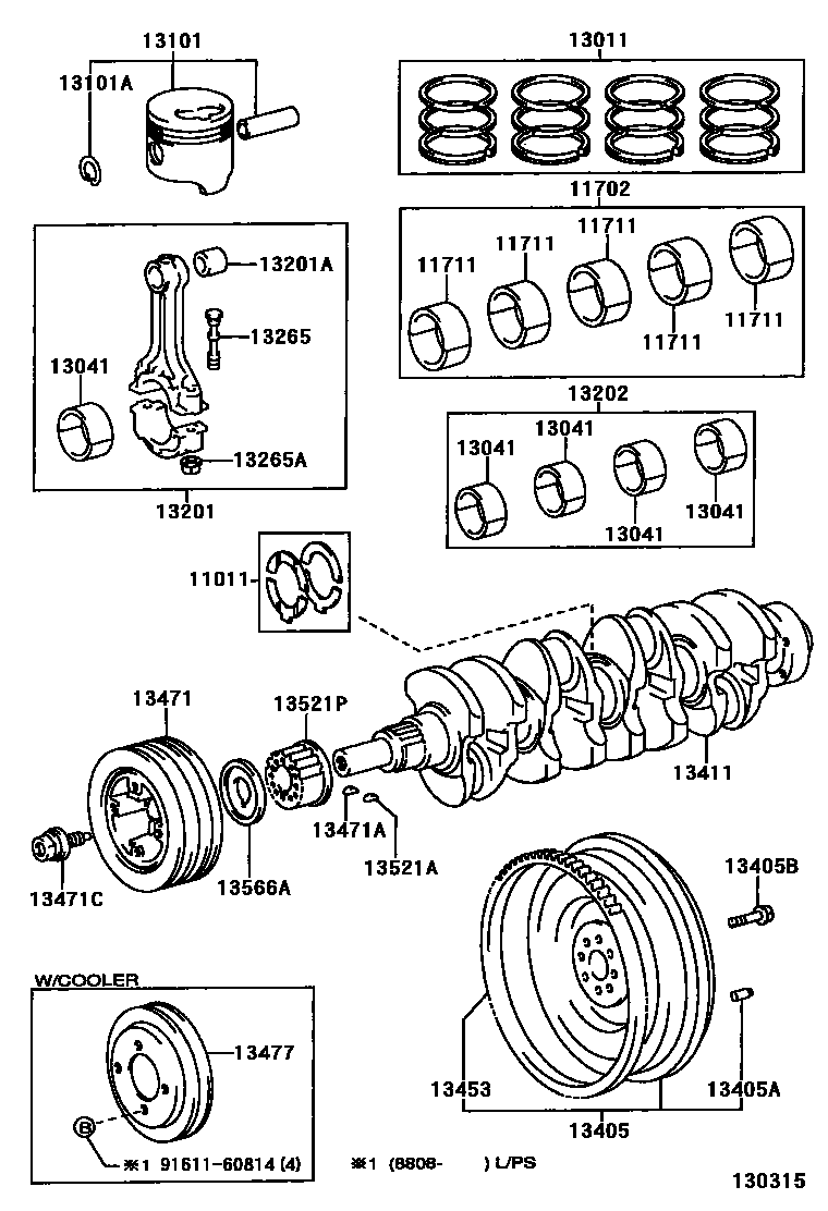 Toyota HILUX Crankshaft & Piston EPC diagram — 130315