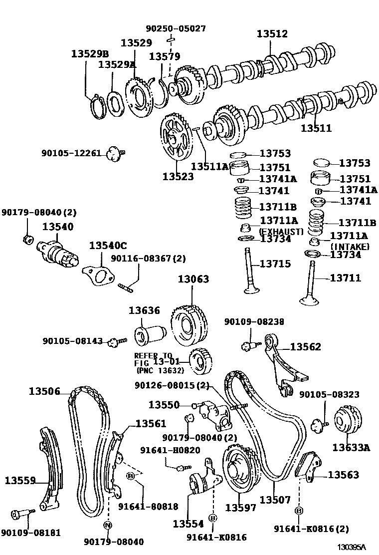 Toyota HILUX Camshaft & Valve EPC diagram — 130395A
