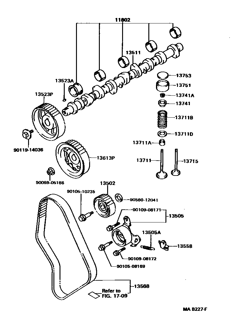 Toyota HILUX Camshaft & Valve EPC diagram — MAB227F