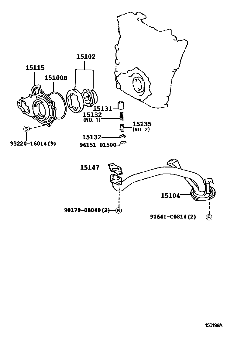 Toyota HILUX Engine Oil Pump EPC diagram — 150199A