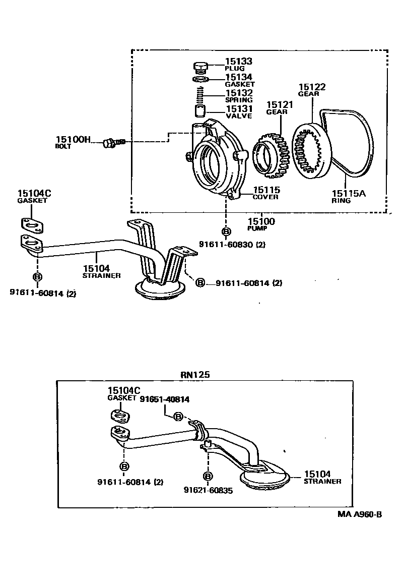 Toyota HILUX Engine Oil Pump EPC diagram — MAA960B