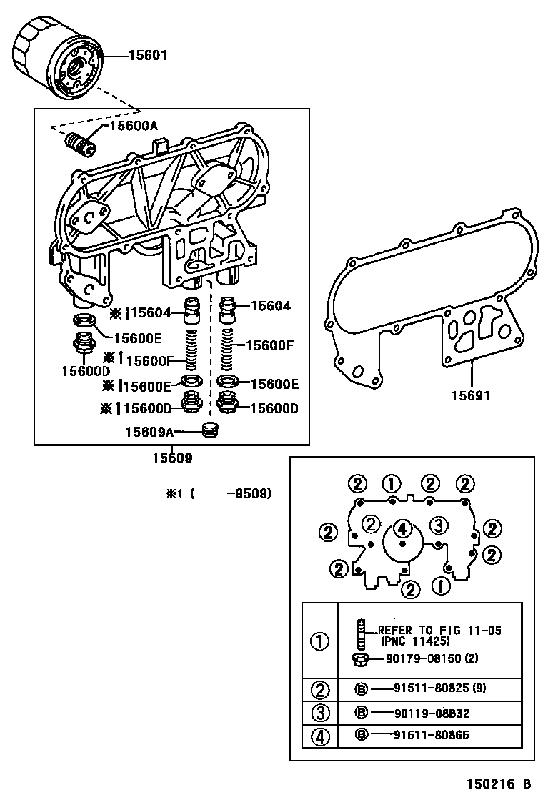 Toyota HILUX Oil Filter EPC diagram — 150216B