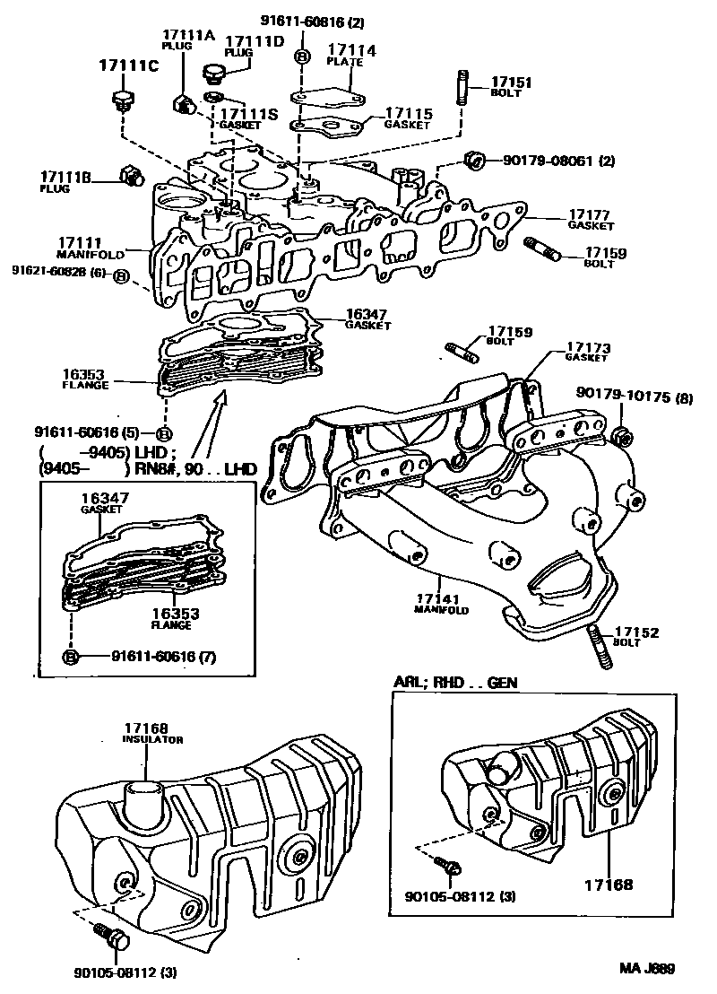 Toyota HILUX Manifold EPC diagram — MAJ889