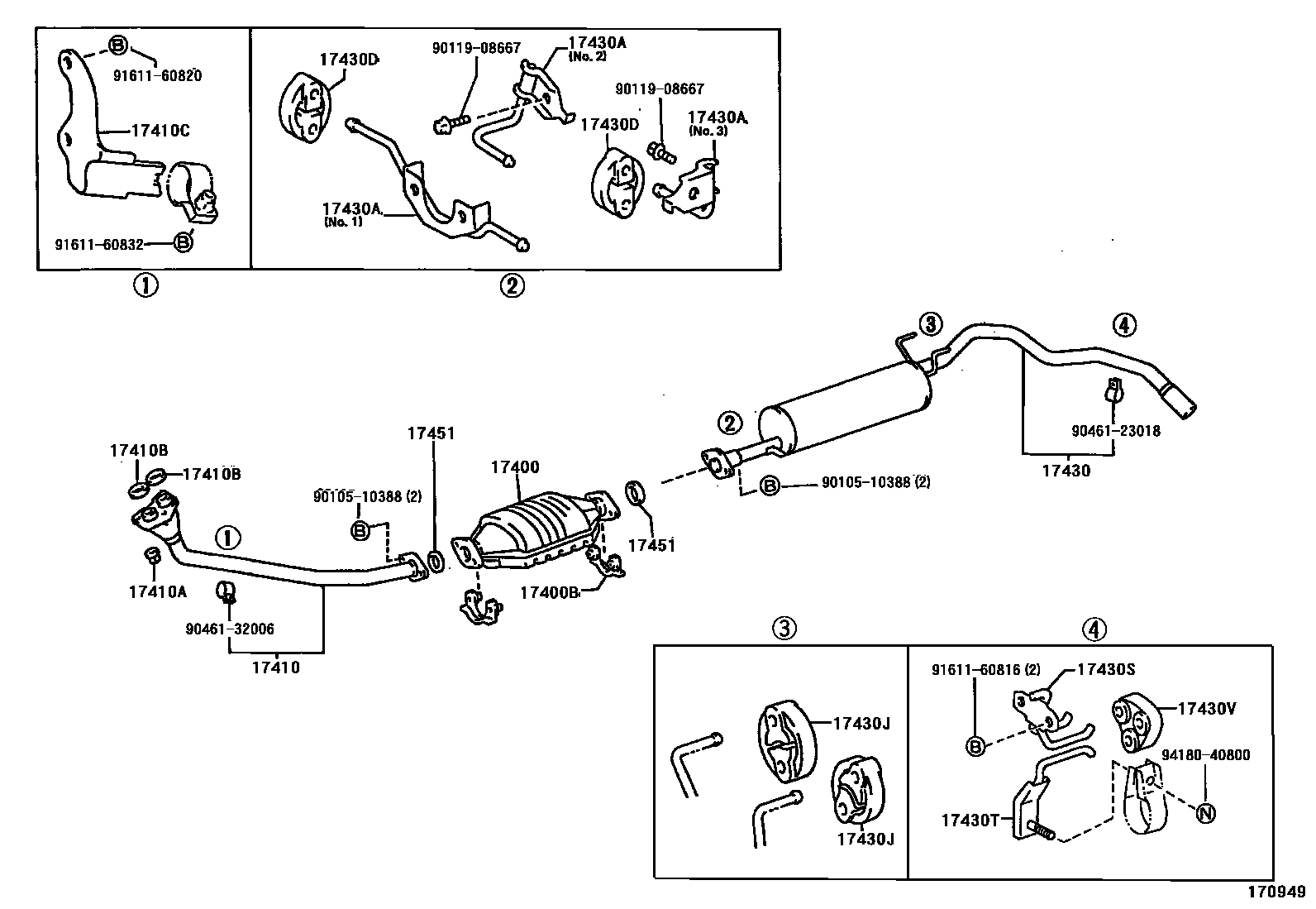 Toyota HILUX Exhaust Pipe EPC diagram — 170949