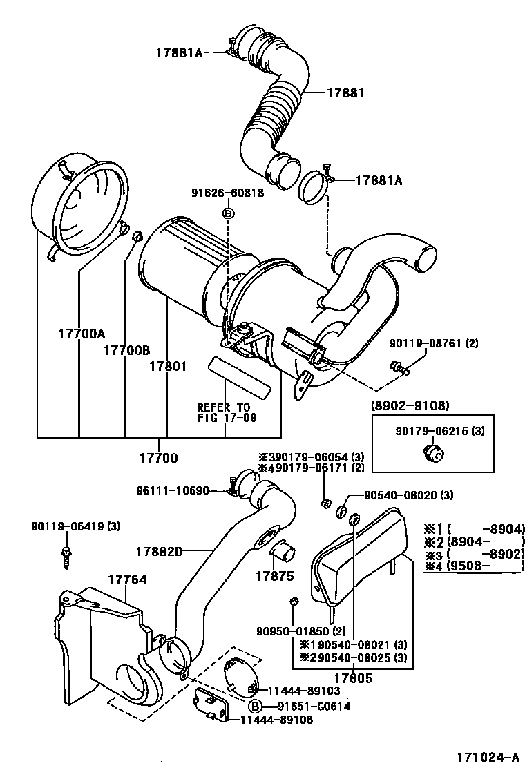 Toyota HILUX Air Cleaner EPC diagram — 171024A