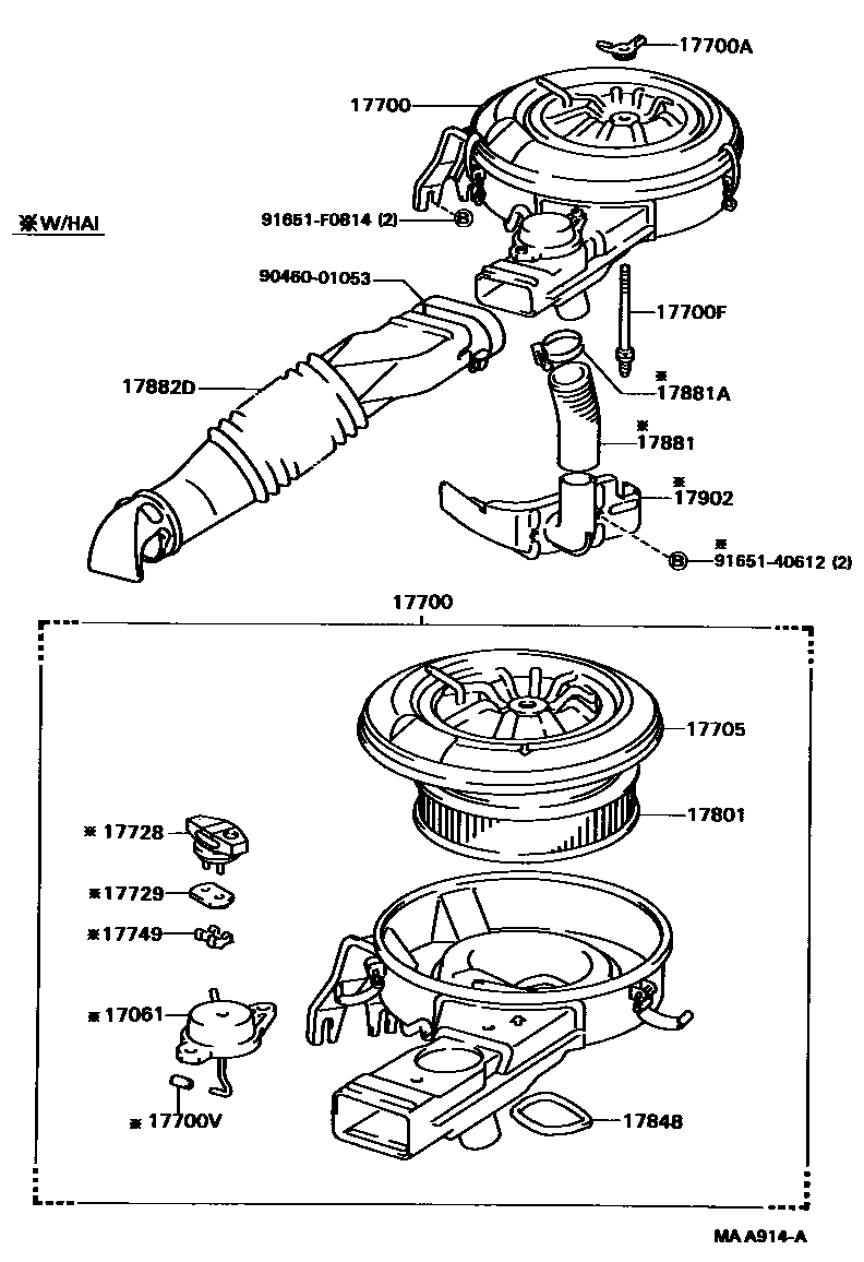 Toyota HILUX Air Cleaner EPC diagram — MAA914A