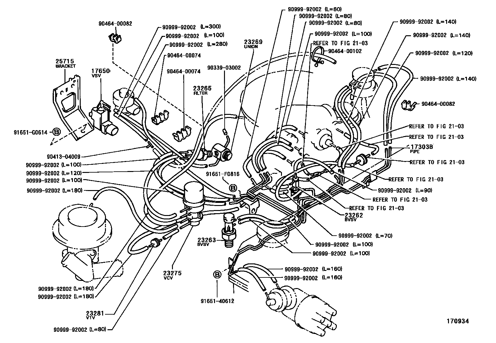 Toyota HILUX vacuum tube EPC diagram — 170934