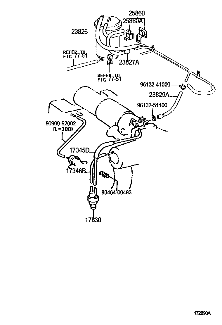 Toyota HILUX vacuum tube EPC diagram — 172898A