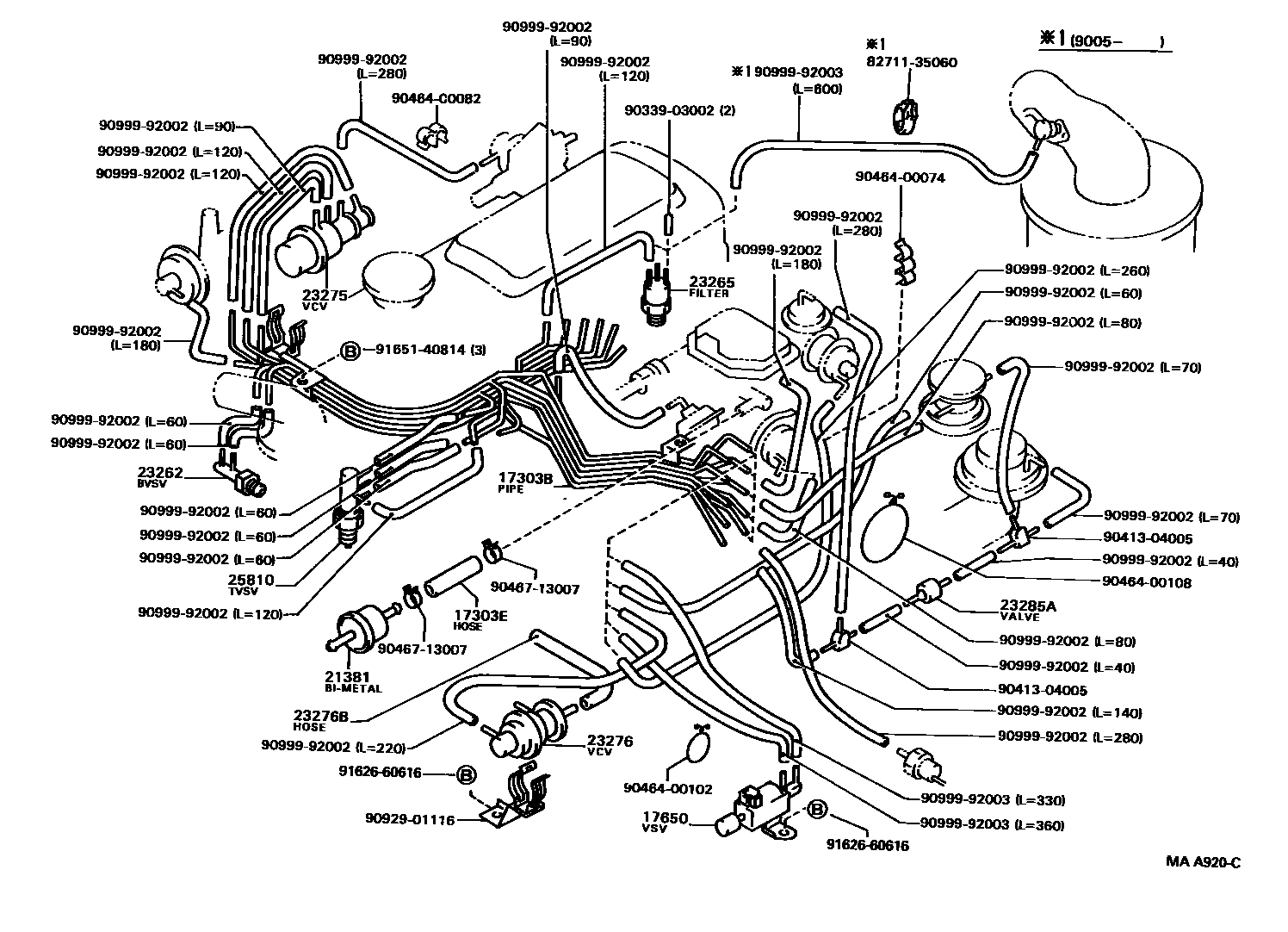 Toyota HILUX vacuum tube EPC diagram — MAA920C