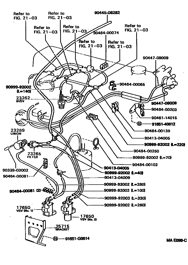 Toyota HILUX vacuum tube EPC diagram — MAE098C