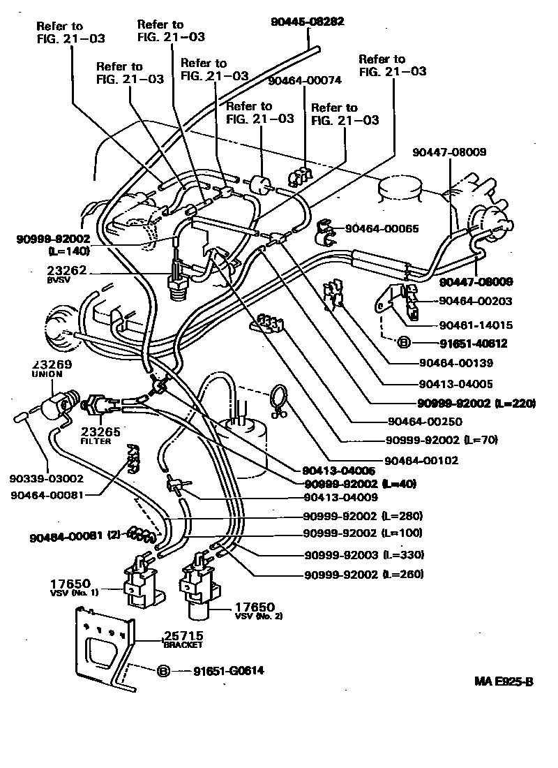 Toyota HILUX vacuum tube EPC diagram — MAE925B