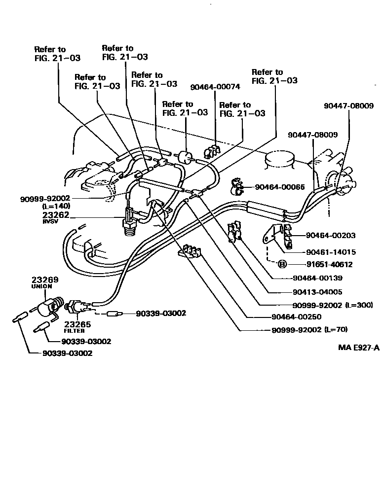 Toyota HILUX vacuum tube EPC diagram — MAE927A