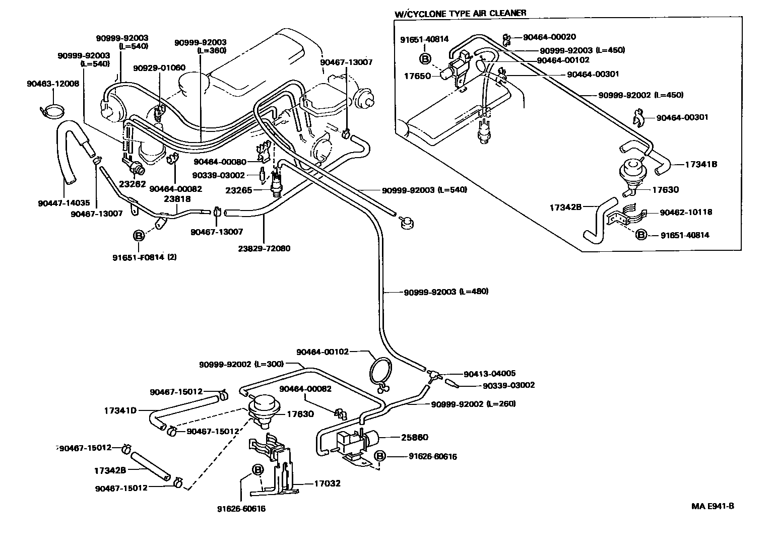 Toyota HILUX vacuum tube EPC diagram — MAE941B