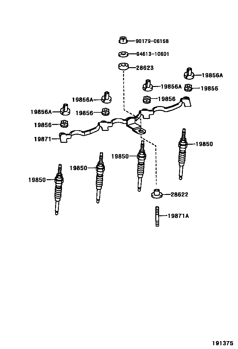 Toyota HILUX 点火线圈和火花塞 /电热塞 EPC diagram — 191375