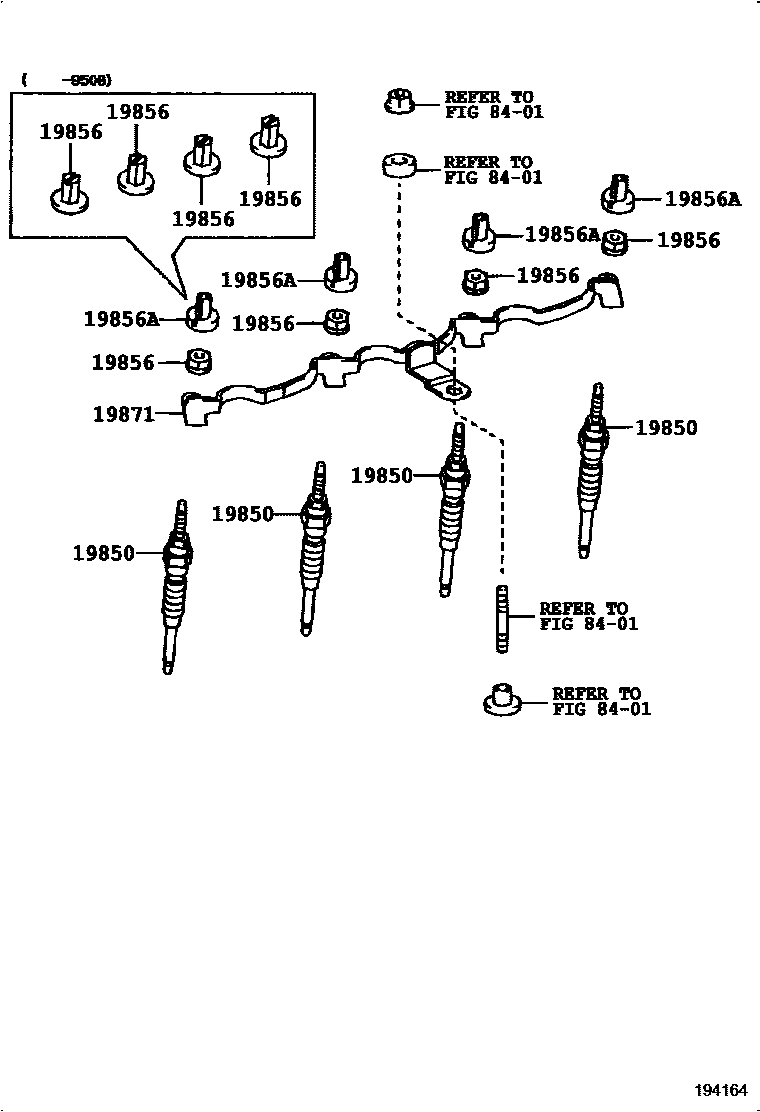 Toyota HILUX 点火线圈和火花塞 /电热塞 EPC diagram — 194164