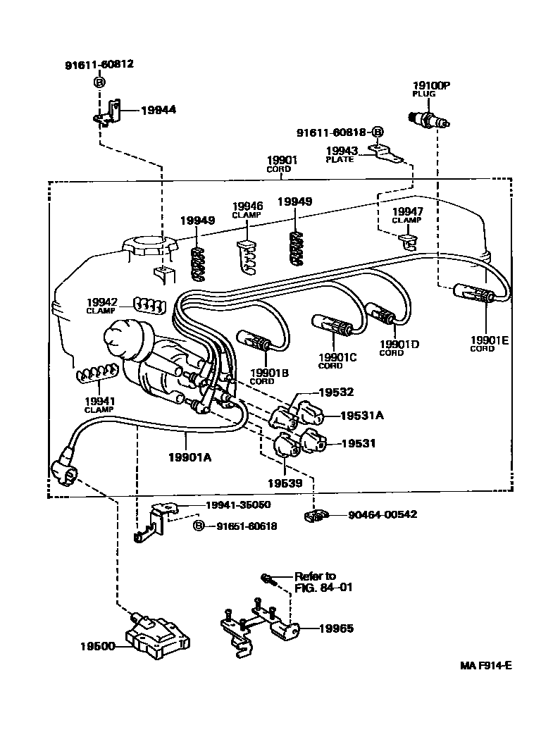Toyota HILUX 点火线圈和火花塞 /电热塞 EPC diagram — MAF914E