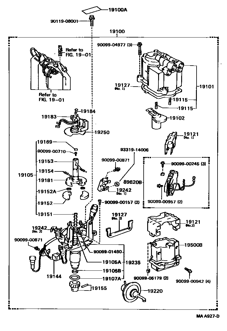 Toyota HILUX 分电器 EPC diagram — MAA927D