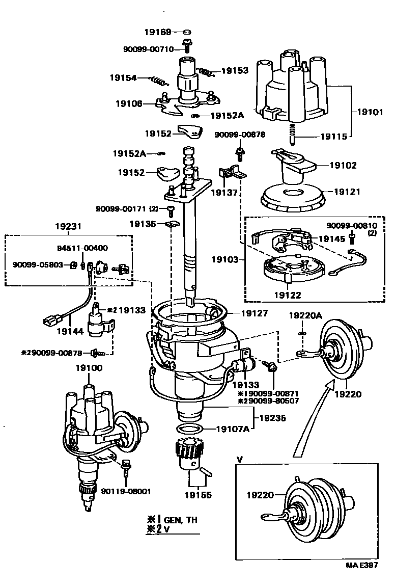 Toyota HILUX 分电器 EPC diagram — MAE397
