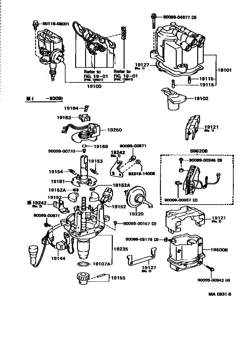 Toyota HILUX 分电器 EPC diagram — MAE931B
