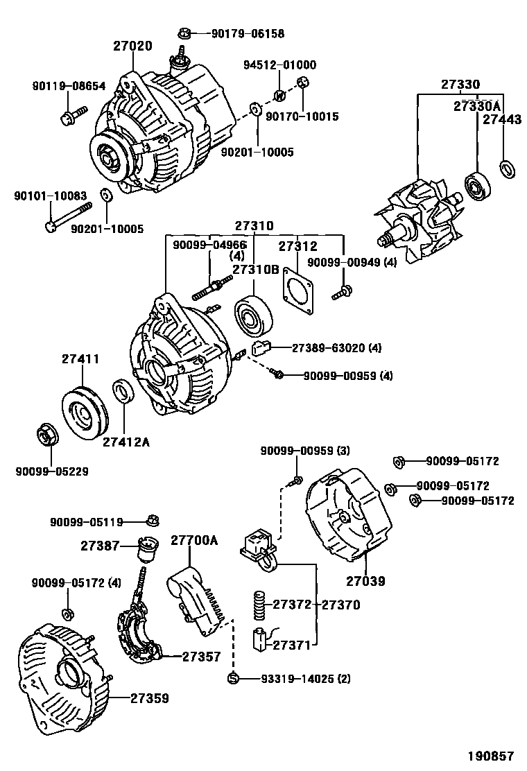 Toyota HILUX Alternator EPC diagram — 190857