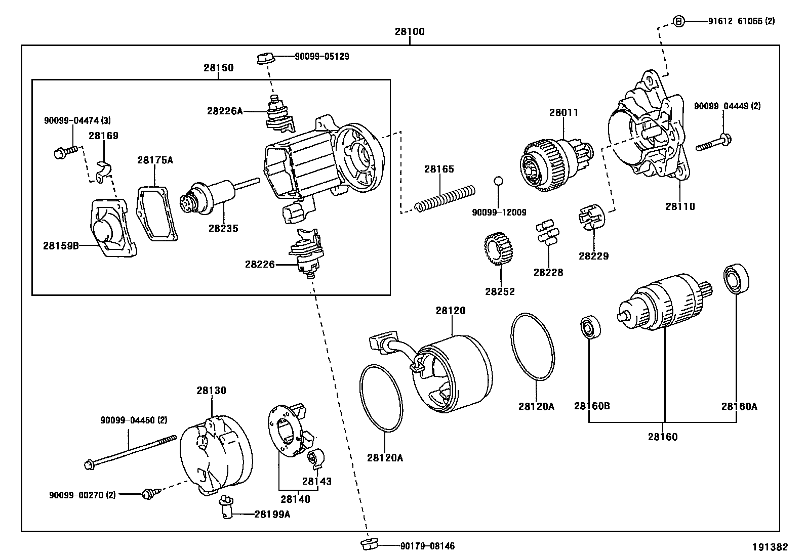 Toyota HILUX 起动机 EPC diagram — 191382
