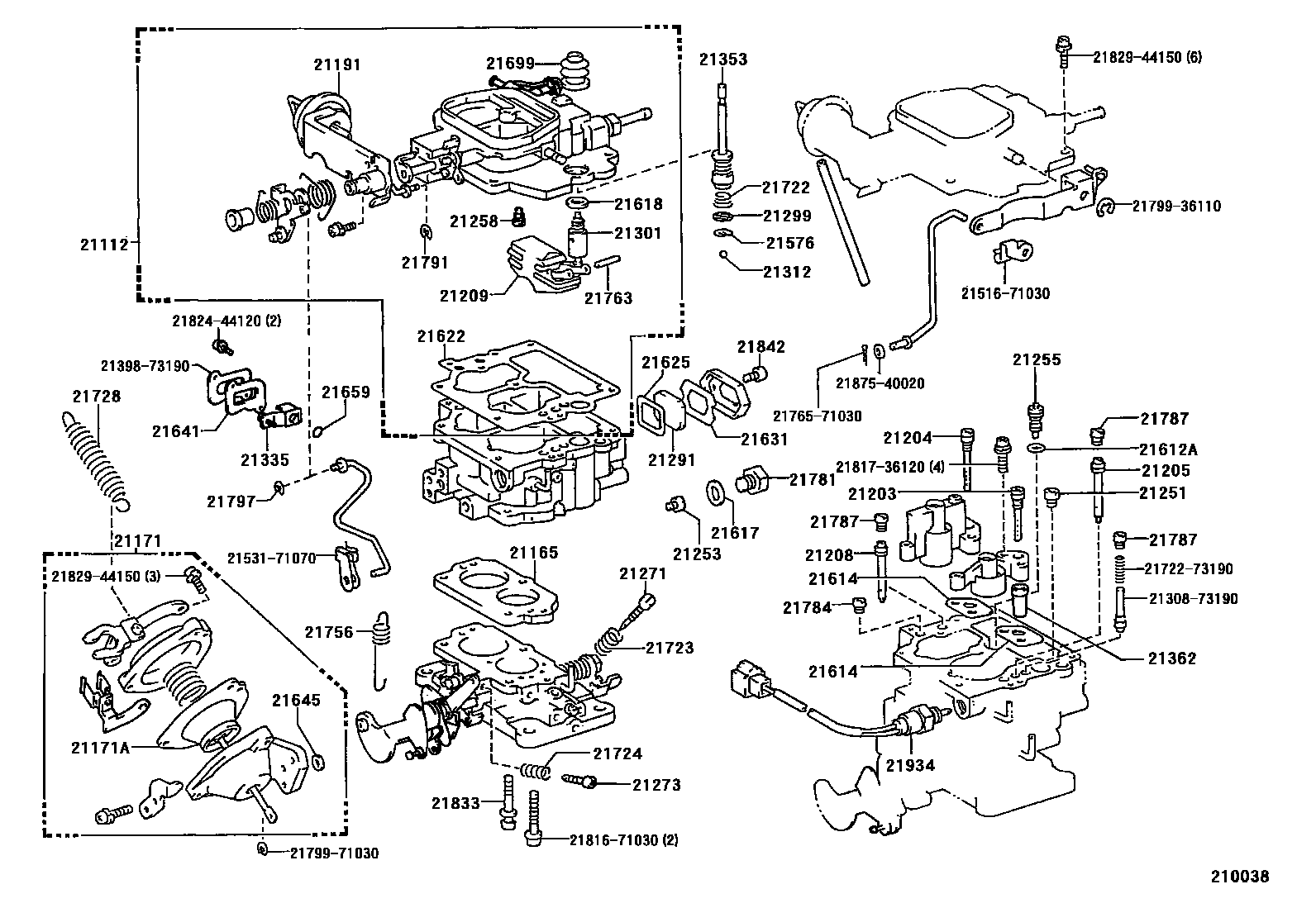 Toyota HILUX 化油器 EPC diagram — 210038