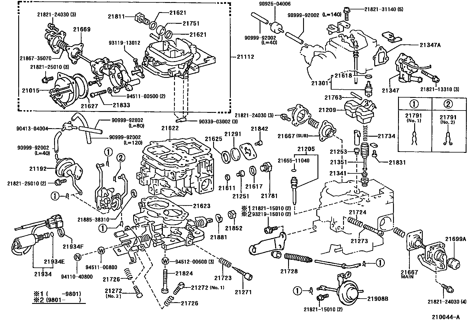 Toyota HILUX 化油器 EPC diagram — 210044A