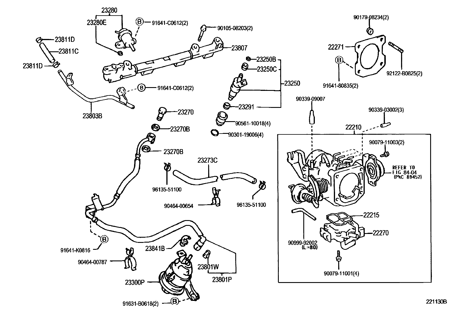 Toyota HILUX 燃油喷射系统 EPC diagram — 221130B
