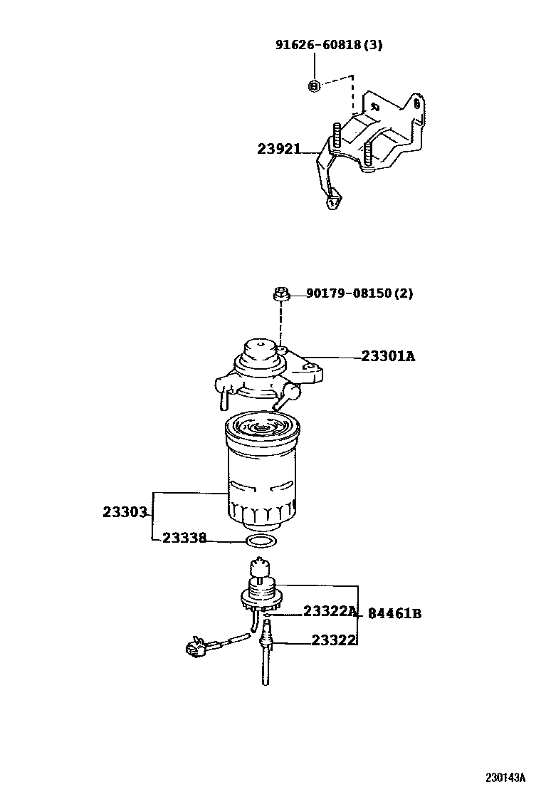 Toyota HILUX fuel filter EPC diagram — 230143A