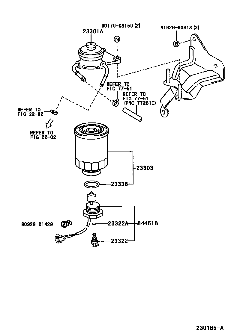 Toyota HILUX fuel filter EPC diagram — 230185A