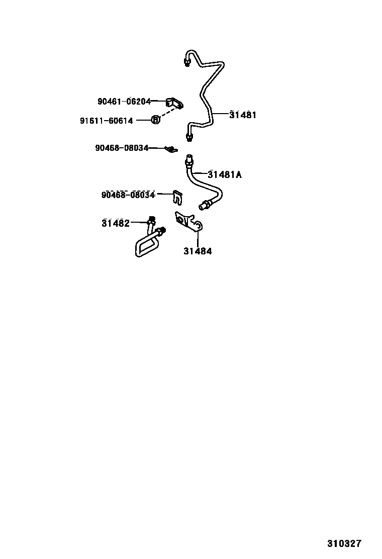 Toyota HILUX 离合器踏板和挠性软管 EPC diagram — 310327