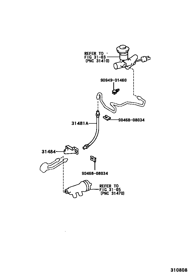 Toyota HILUX 离合器踏板和挠性软管 EPC diagram — 310808