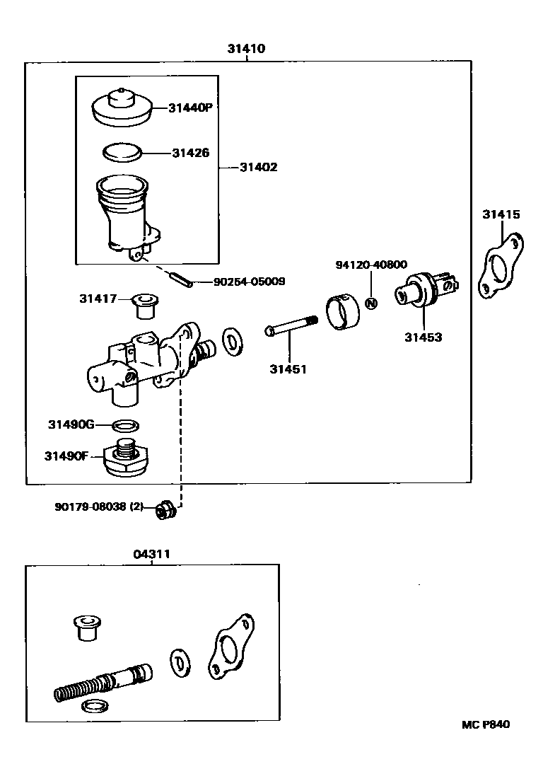 Toyota HILUX 离合器总泵 EPC diagram — MCP840