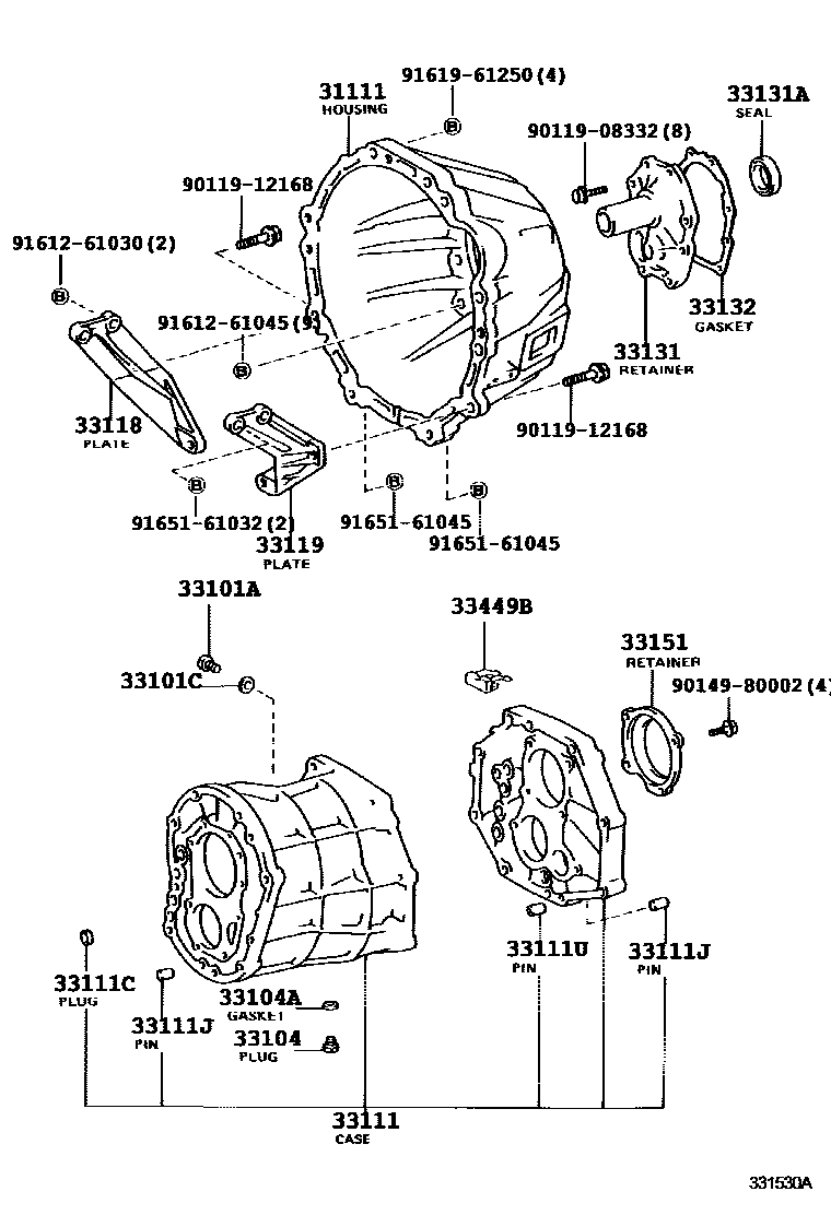 Toyota HILUX 离合器壳和变速器壳(MTM) EPC diagram — 331530A