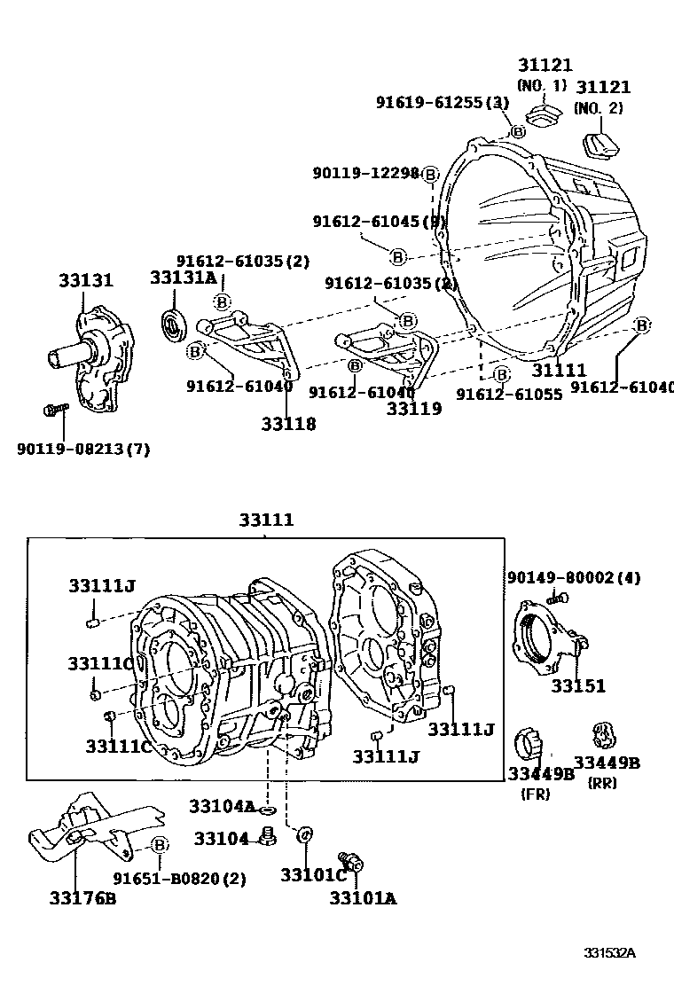 Toyota HILUX 离合器壳和变速器壳(MTM) EPC diagram — 331532A