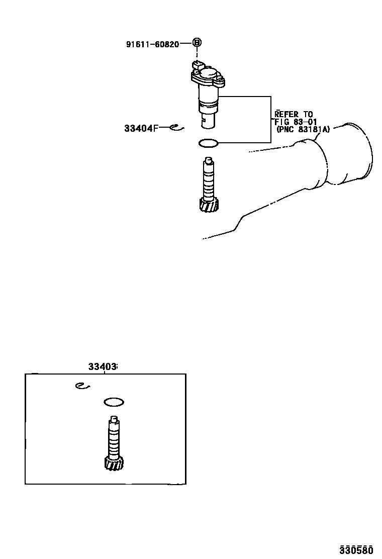 Toyota HILUX 速度表从动齿轮(MTM) EPC diagram — 330580