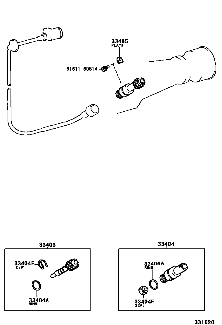 Toyota HILUX 速度表从动齿轮(MTM) EPC diagram — 331520