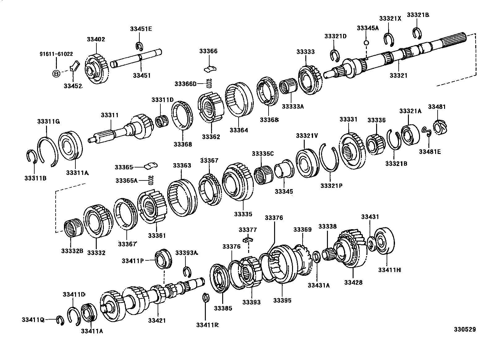 Toyota HILUX 变速器齿轮(MTM) EPC diagram — 330529