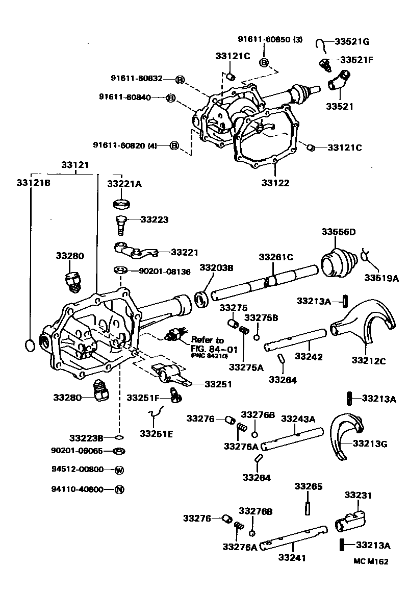Toyota HILUX 换档拨叉和换档杆轴(MTM) EPC diagram — MCM162