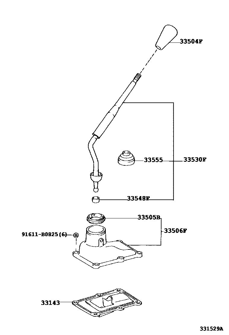 Toyota HILUX Shift Lever & Retainer EPC diagram — 331529A